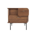 Mid-Century Modern Walnut Nightstand with Two Drawers