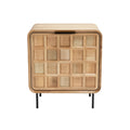 Modern Wooden Nightstand with Textured Grid Design and Minimalist Metal Legs