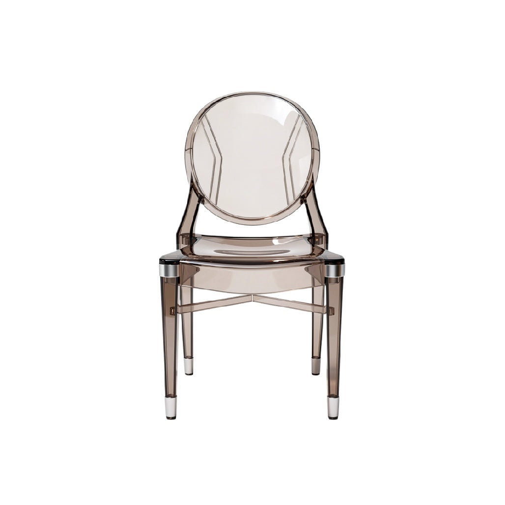 Modern Transparent Chair: Sleek Design with Rounded Back and Clarity
